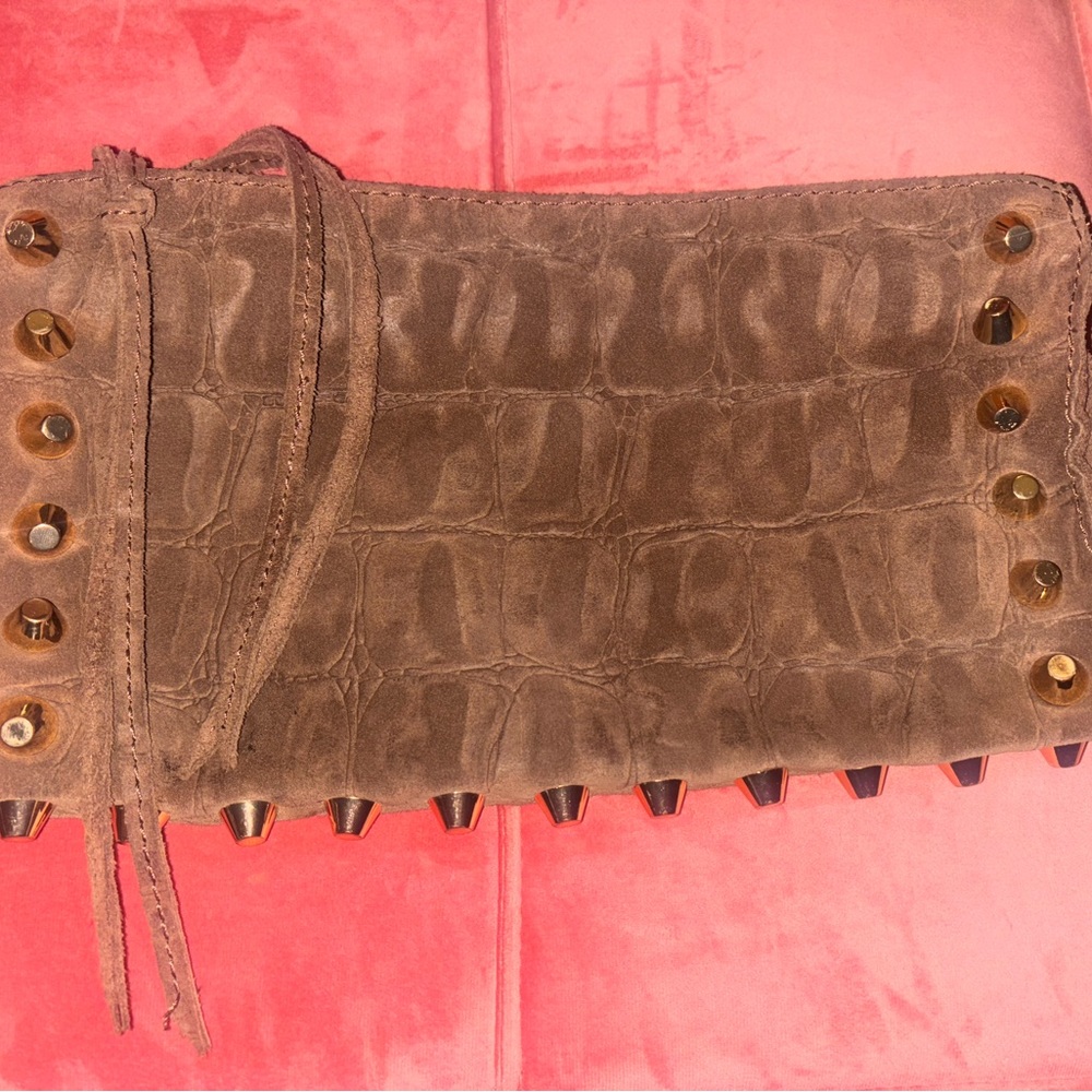 Linea Pelle Brown Studded Clutch